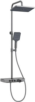 EMKE Duschsystem mit Thermostat Glasablage Anthrazit Matt