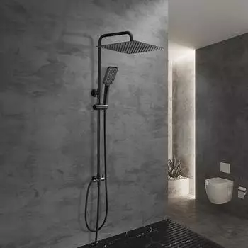 Görbach Regendusche Duschset Matt Schwarz (3030MB)
