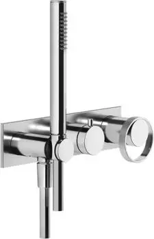 Gessi Anello Fertigmontageset Einhebelmischer Dusche/Wanne, eckige Platte, 2-Wege Umlenkkartusche (63343031)
