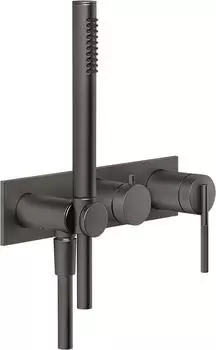 Gessi Ingranaggio Einhebel-Dusch-/Wannenmischer Set, quadratische Blende, gebürstetes Schwarzmetall PVD (63543707)