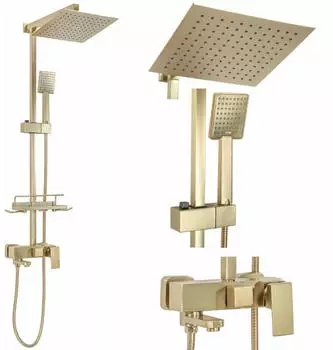 Rea Jack Dusch- und Badewannenset Wandmontage Regenbrause Brushed Gold (REA-P7050)