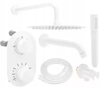 Mexen Kai DR70 Unterputz-Badewannen-/Brausegarnitur mit Regenbrause 25cm, Weiß (77602DR70251-20)