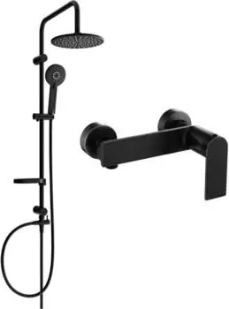 Mexen Carl Aufputz-Brausegarnitur mit Kopfbrause & Mischbatterie Zero, Schwarz (71140240-70)