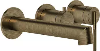 Gessi Ingranaggio Runde Rosetten, Unterputz-Einhebelmischer Bad, 2-Wege-Umsteller, Auslauf 188-158mm, Antikes Messing (63542713)