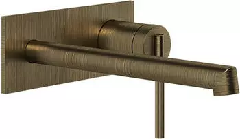 Gessi Ingranaggio Fertigmontage-Set für Einhebel-Waschtischmischer, rechteckige Rosette, Auslauf 205-175mm, Altmessing (63589713)