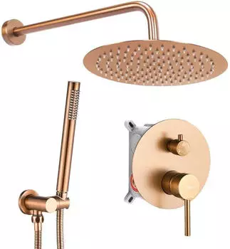 Rea Lungo Unterputz-Duschset mit Regenbrause, geb&uuml;rstetes Kupfer (REA-P8809)