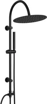 Görbach Duschsystem ohne Armatur, Edelstahl, Rund-Kopfbrause D30cm, Schwarz (UYTD30MB)