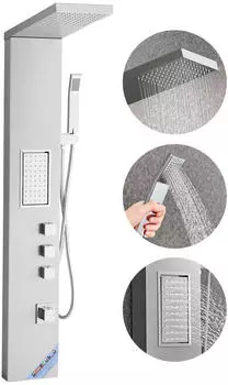 VEVOR Duschpaneel 53in, geb&uuml;rsteter Edelstahl, Regendusche, 3 Funktionen (Shower Panel 3 Modes)