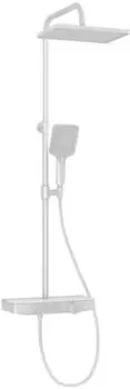 EMKE Duschsystem mit Thermostat, Glasablage, Handbrause, 3 Strahlarten, Regendusche, Wei&szlig;