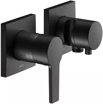 KEUCO Edition 11 Unterputz-Einhebelmischer Set f&uuml;r 2 Verbraucher mit Schlauchanschluss/Brausehalter schwarz matt (51151371222)