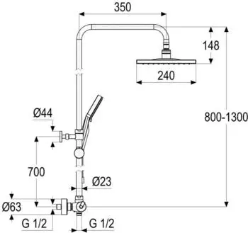 Heinrichschulte alpha-style_600 Duschsystem mit Brausestange mattschwarz (Z05564700280)