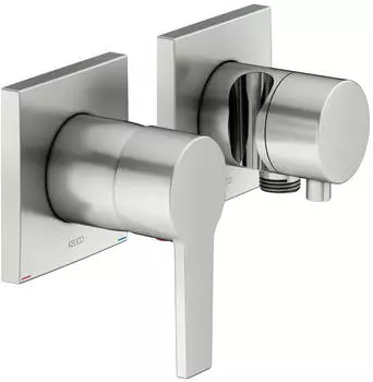 KEUCO Edition 11 Unterputz-Einhebelmischer Set f&uuml;r 2 Verbraucher mit Schlauchanschluss/Brausehalter Edelstahl (51151061222)