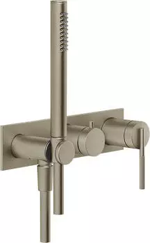 Gessi Ingranaggio Einhebel-Dusch-/Wannenmischer Set, quadratische Blende, Finox Optik (63543149)