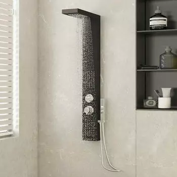 vidaXL Duschpaneel-System Aluminium Schwarz (151416)