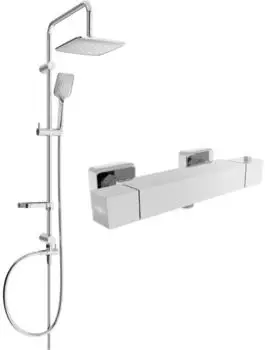 Mexen Sven Aufputz-Duschset mit Kopfbrause und Thermostatarmatur Cube, Chrom (77200262-00)