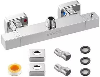 VEVOR Duschthermostat 38&deg;C Sicherheitsschloss 2 L&ouml;cher Chrom-Silber