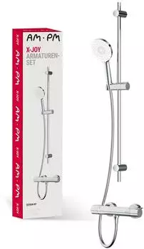 AM.PM X-Joy Duschset mit Thermostat, Handbrause & Duschstange, Chrom (F408XA46)