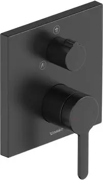 Duravit C.1 Einhebel-Brausemischer Unterputz mit Umstellventil, eckig, schwarz matt (C14210011046)