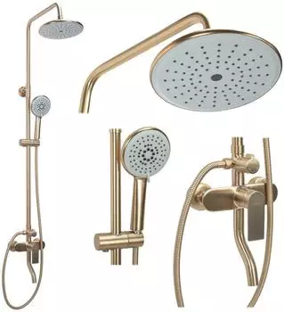 Rea Verso Duschset Wand mit Regenbrause, geb&uuml;rstetes Gold (REA-P9146)