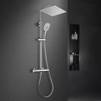 G&ouml;rbach JOHO Duschsystem mit Thermostat, Kopfbrause 25x25cm, Chrom (JOHO)