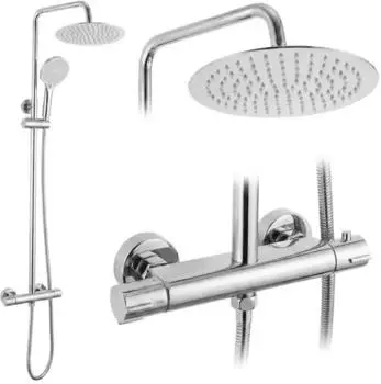 Rea Lungo Duschset Wandmontage mit Thermostat und Kopfbrause, Chrom (REA-P6735)