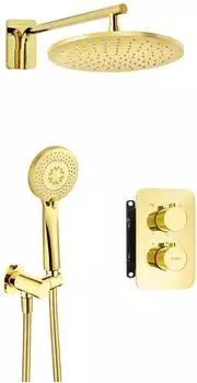 Deante Arnika Duschset Unterputz mit Thermostat und Kopfbrause, Gold (BXYZGEBT)