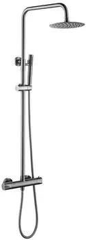 Aloni Duschsystem rund, grau geb&uuml;rstet, Thermostat, Regendusche &Oslash;20cm (OPT1-GG)