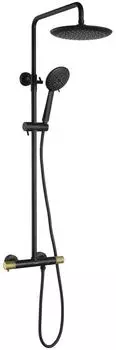 Sapho Solaris Duschsäule mit Thermostat-Armatur, schwarz/gold matt (WD139G)