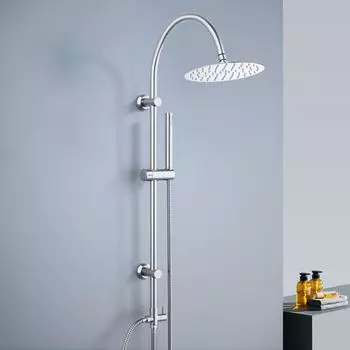 Görbach Duschsystem Regendusche Edelstahl, runde Kopfbrause Ø20cm, chrom (UYTD20CP)