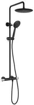 Sapho Solaris Duschs&auml;ule mit Thermostat, 5 Strahlarten, mattschwarz/chrom (WD139BC)