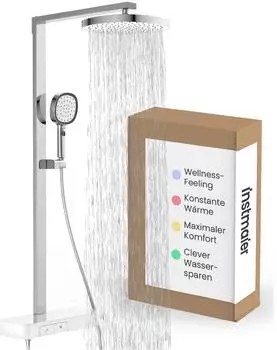 instmaier Cleo Duschsystem Thermostat, 3 Strahlarten, chrom/wei&szlig;