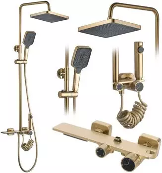 Rea Helix Duschset, gebürstetes Gold (REA-P6621)