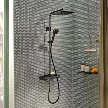 Hansgrohe Activera Q Showerpipe 290/180 1jet EcoSmart+ mit ShowerTablet Select 360 Varia mattschwarz (28649670)