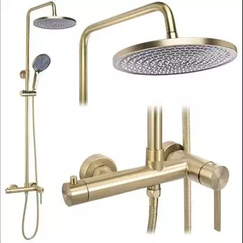 Rea Foster Duschsystem höhenverstellbar, gebürstetes Gold (REA-P9673)