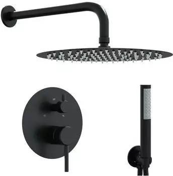 vidaXL Verdecktes Duschsystem, rund, schwarz, Edelstahl 201 (42028992)