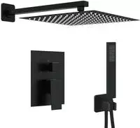 vidaXL Verborgenes Duschsystem (Quadrat) Schwarz Edelstahl 201