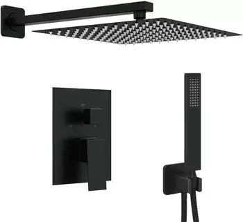 vidaXL Verborgenes Duschsystem (Quadrat) schwarz Edelstahl 201 (42028989)