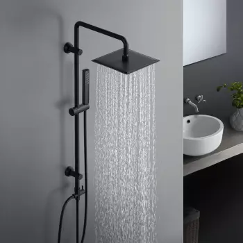 G&ouml;rbach Duschsystem ohne Armatur, Regendusche 20x20cm, Edelstahl, schwarz matt
