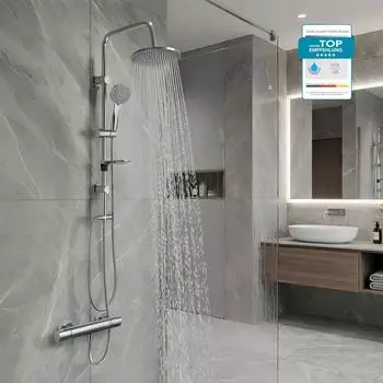 Hansgrohe Ecostat 1001CL Brausethermostat-Set mit Handbrause & Regendusche, chrom