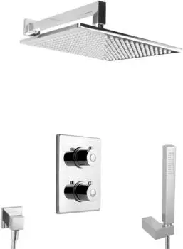 PaulGurkes Unterputz-Duschsystem mit Thermostat und Regendusche, Messing