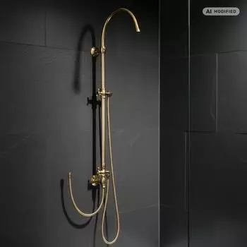 PaulGurkes Aufputz-Duschsystem Regendusche gold