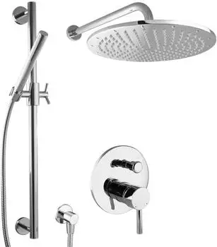 PaulGurkes Duschsystem Unterputz Komplett-Set, Regenbrause &Oslash; 30cm, Duschstange 70cm