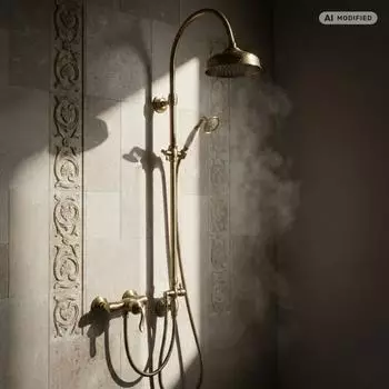 PaulGurkes Aufputz-Duschsystem Retro Set mit Mischbatterie, bronze