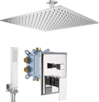 PaulGurkes Regendusche Unterputz-Duscharmatur eckig, chrom