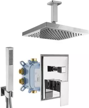 PaulGurkes Duschsystem Unterputz Montagebox eckig mit Umsteller Einhandmischer