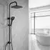 LuxusKollektion Duschsystem ohne Armatur, 25cm Regendusche, 3 Strahlarten, höhenverstellbar, eckig schwarz