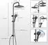 LuxusKollektion Duschsystem ohne Armatur, 25cm Regendusche, 3 Strahlarten, höhenverstellbar, eckig schwarz