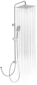LuxusKollektion Duschsystem Regendusche eckig 30x30cm, Edelstahl, chrom, h&ouml;henverstellbar