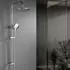LuxusKollektion Duschsystem ohne Armatur, Regendusche 23cm rund, höhenverstellbar 79-128cm, 3 Strahlarten, chrom