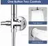 LuxusKollektion Duschsystem ohne Armatur, Regendusche 23cm rund, höhenverstellbar 79-128cm, 3 Strahlarten, chrom